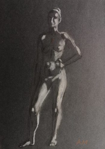 обнаженная женская фигура, набросок фигуры человека