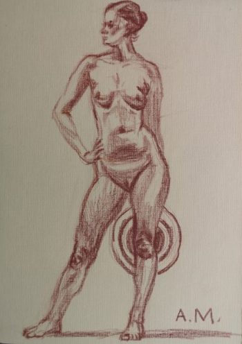 женская фигура, обнаженная модель, набросок фигуры человека